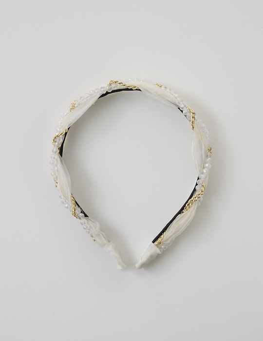 氣質麻花交織髮箍(白)