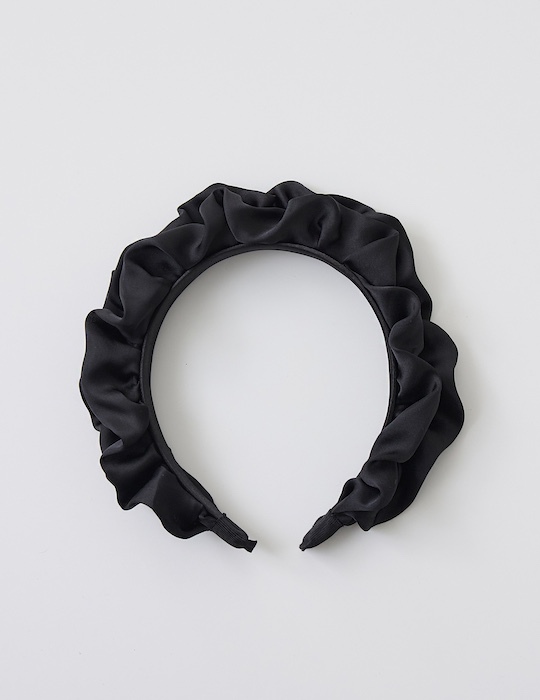 緞面素色皺褶髮箍(黑)