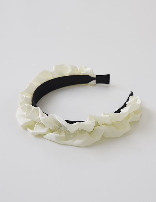 緞面素色皺褶髮箍(白)