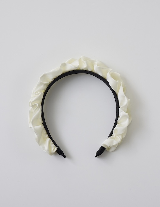 緞面素色皺褶髮箍(白)