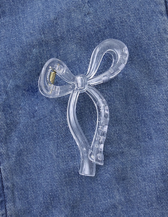 曲線蝴蝶結髮夾(透明)