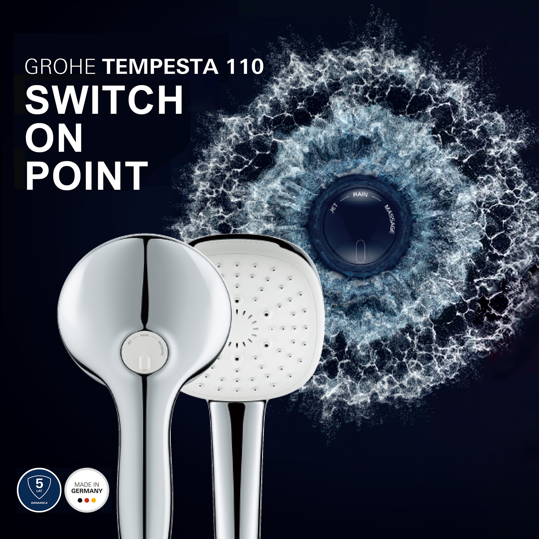 GROHE｜Tempesta 110 三段式蓮蓬頭（鉻色/方形）27572003