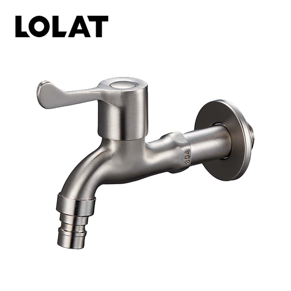 LOLAT不鏽鋼加長型皮管長栓水龍頭-鎳色LWC1888