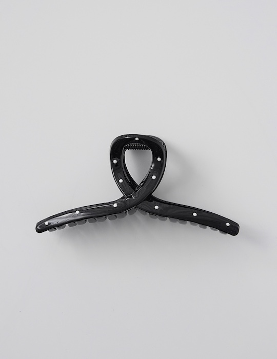 復古圓點交織髮夾(黑)