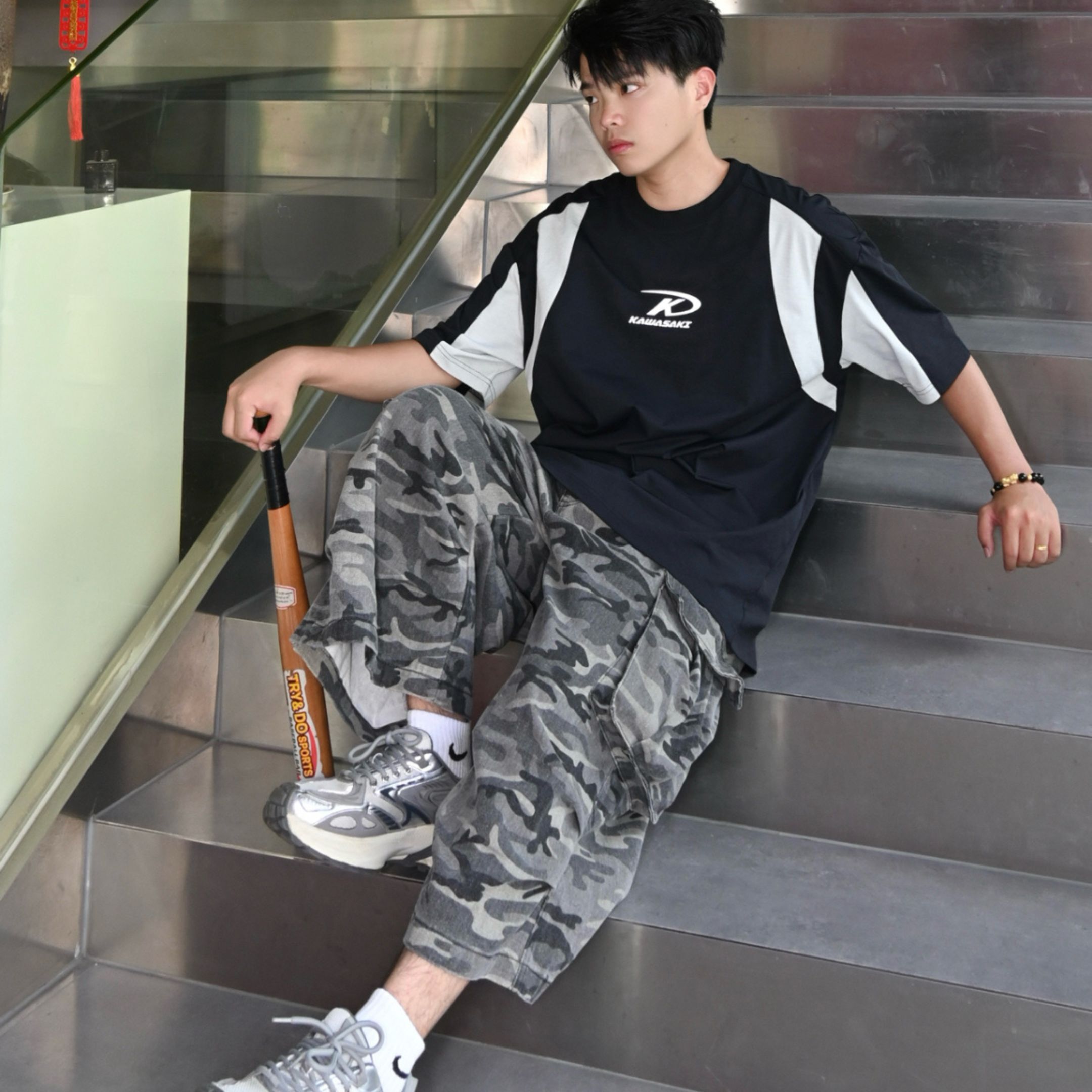 NICEDAY 代購 服飾 Kawasaki 川崎 美式 復古 Logo 燙印 T恤 短T 上衣 短袖 休閒