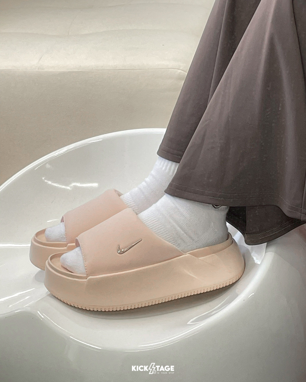 女鞋 NIKE W CALM ELEVATION 粉色 防滑 軟底 厚底 親水泡棉 休閒 拖鞋【HJ5601-600】