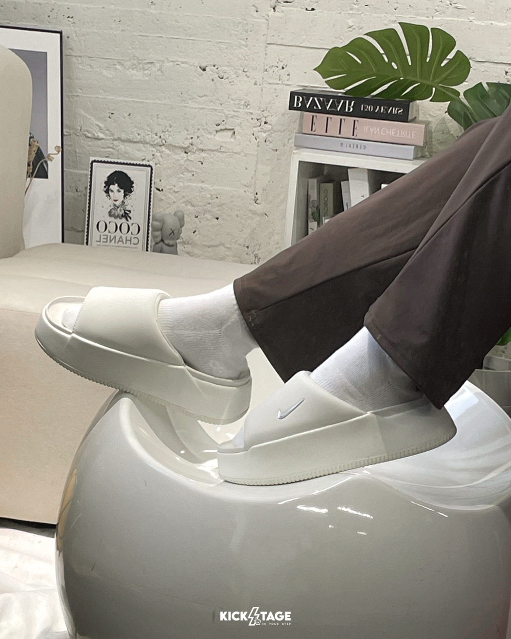 女鞋 NIKE W CALM ELEVATION 米白色 防滑 軟底 厚底 親水泡棉 休閒 拖鞋【HJ5601-100】