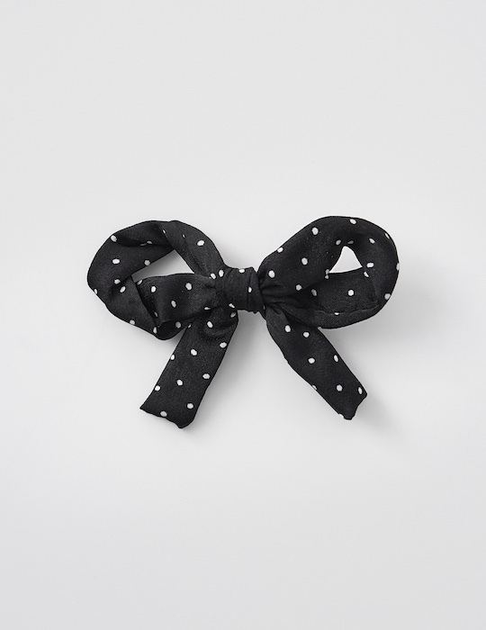 清新圓點蝴蝶結髮夾(黑)