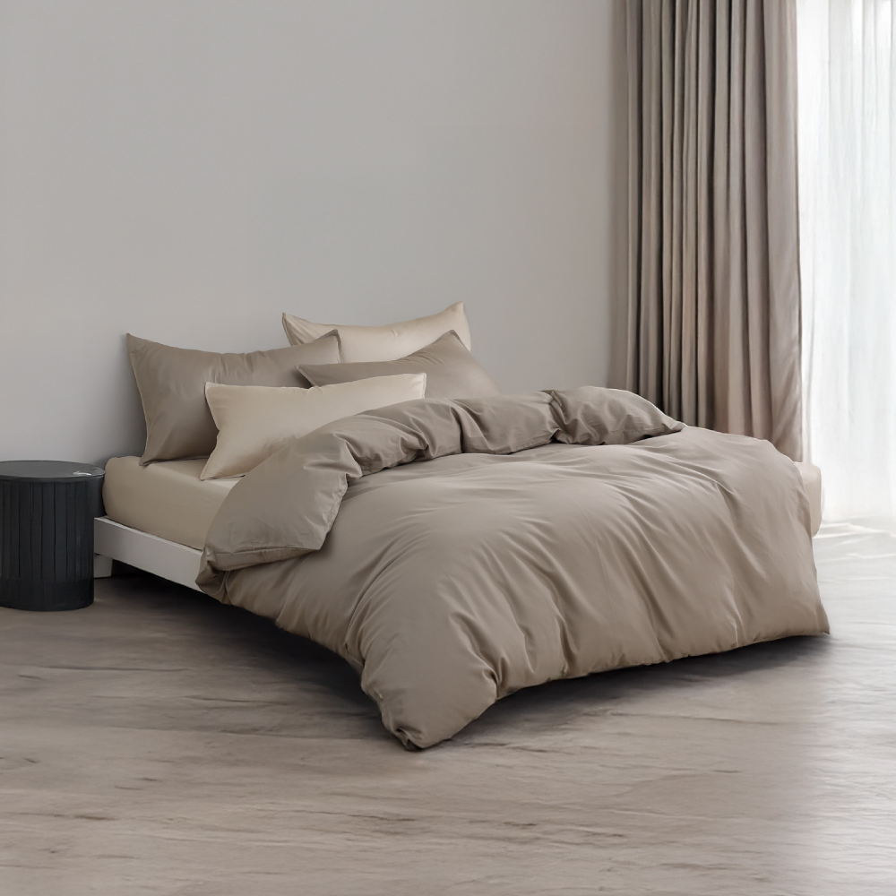 300織精梳純棉｜100%純棉｜雙色配｜沄米杏ｘ泰迪棕