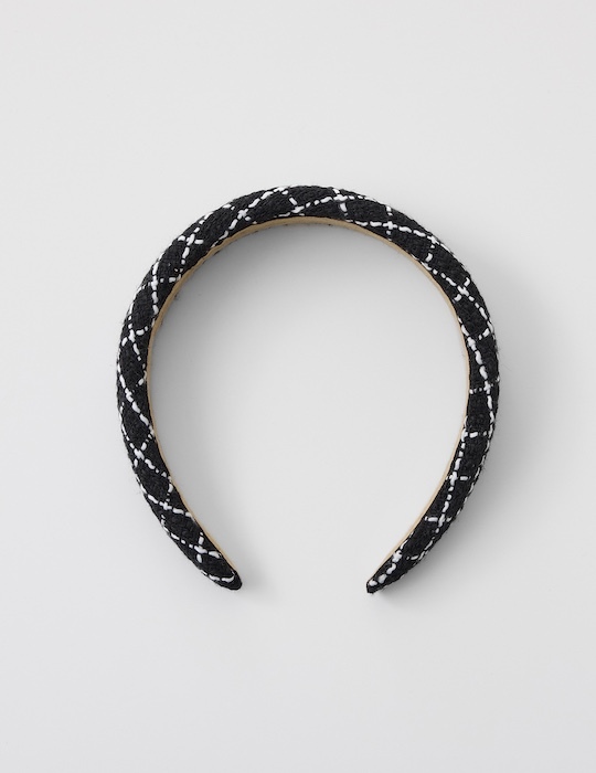 菱格紋針織髮箍(黑)