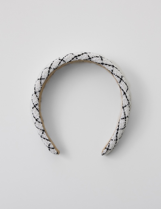 菱格紋針織髮箍(白)