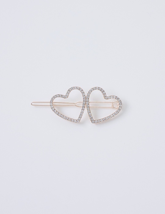 閃鑽雙心髮夾