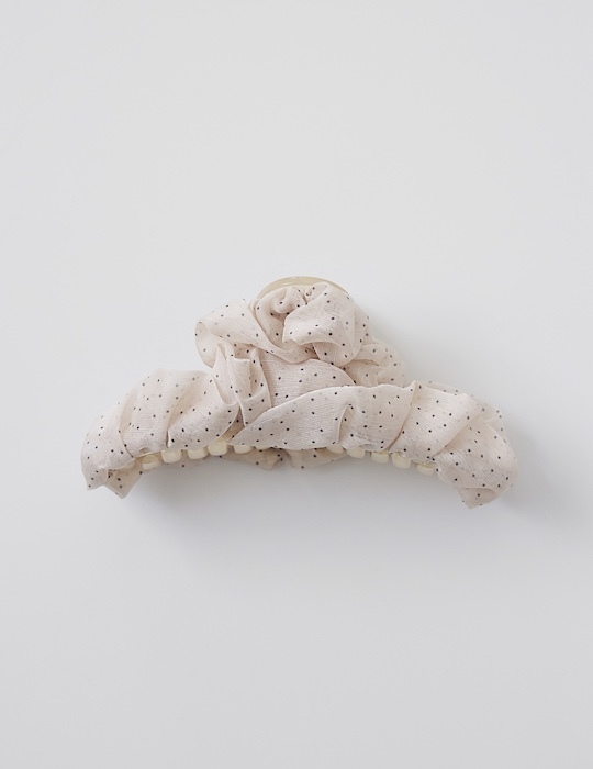 蓬鬆抓皺點點髮夾(米白)