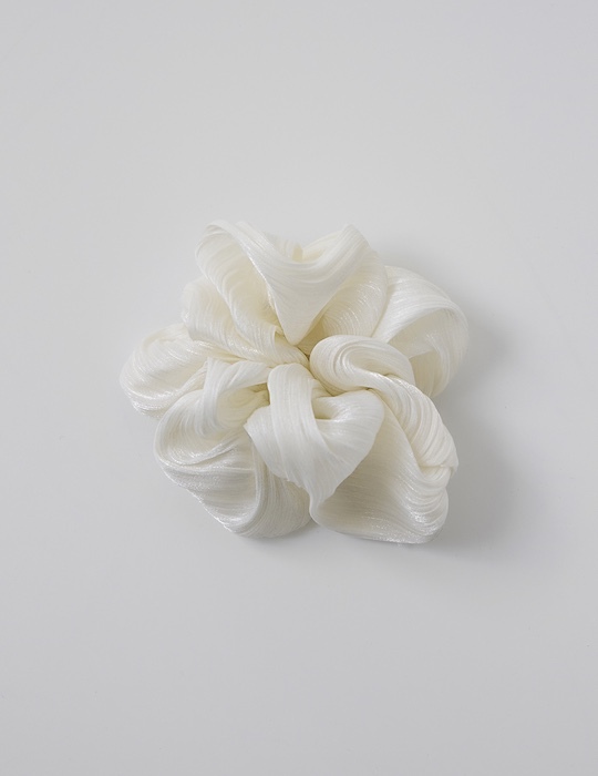 軟綿珠光雲朵髮圈(白)