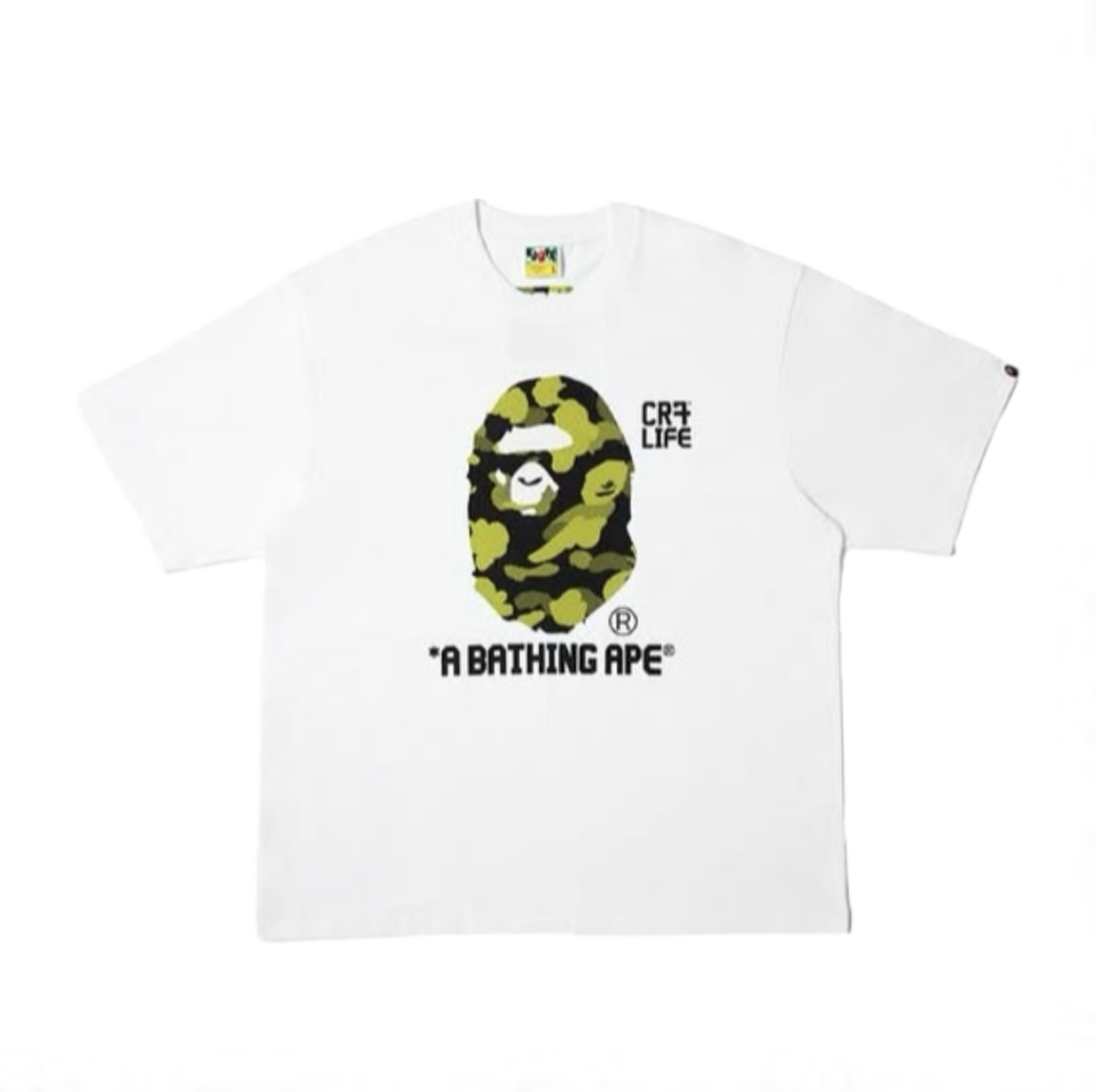 -(B4c04)-A BATHING APE BAPE X CR7 LIFE CAMO HEAD RELAXED FIT TEE C羅 迷彩短Ｔ 黑色/白色-1L73110922