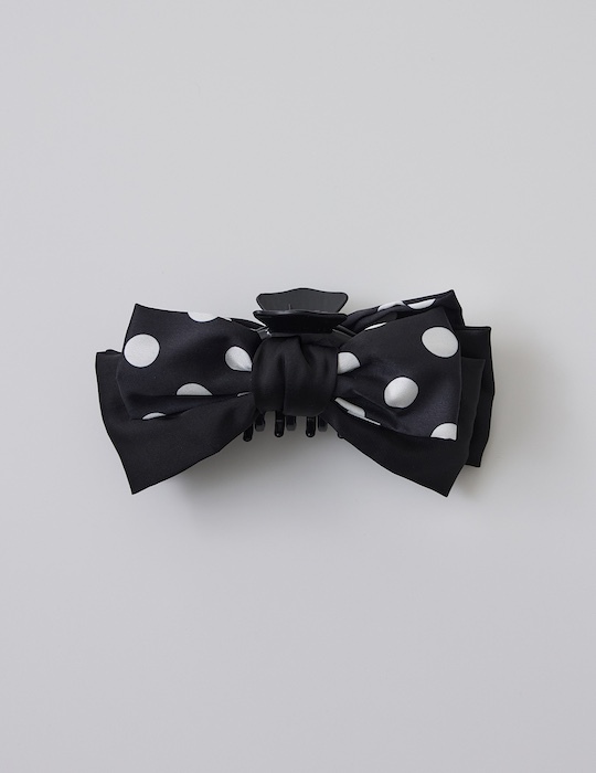 圓點層次蝴蝶結髮夾(黑)