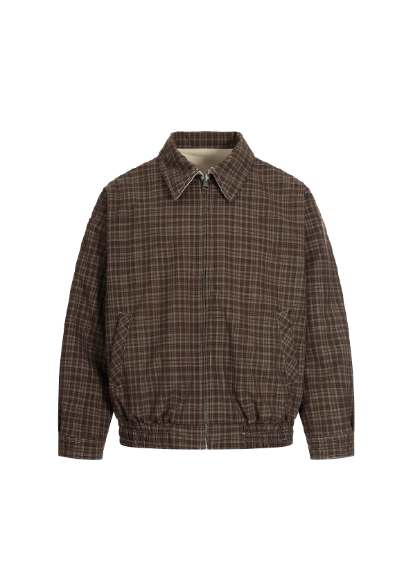 SIMPLEACTION 美式復古格子兩面穿夾克外套