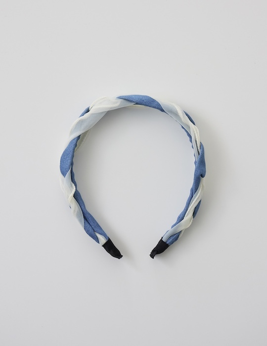 單寧網紗交織髮箍(淺藍)