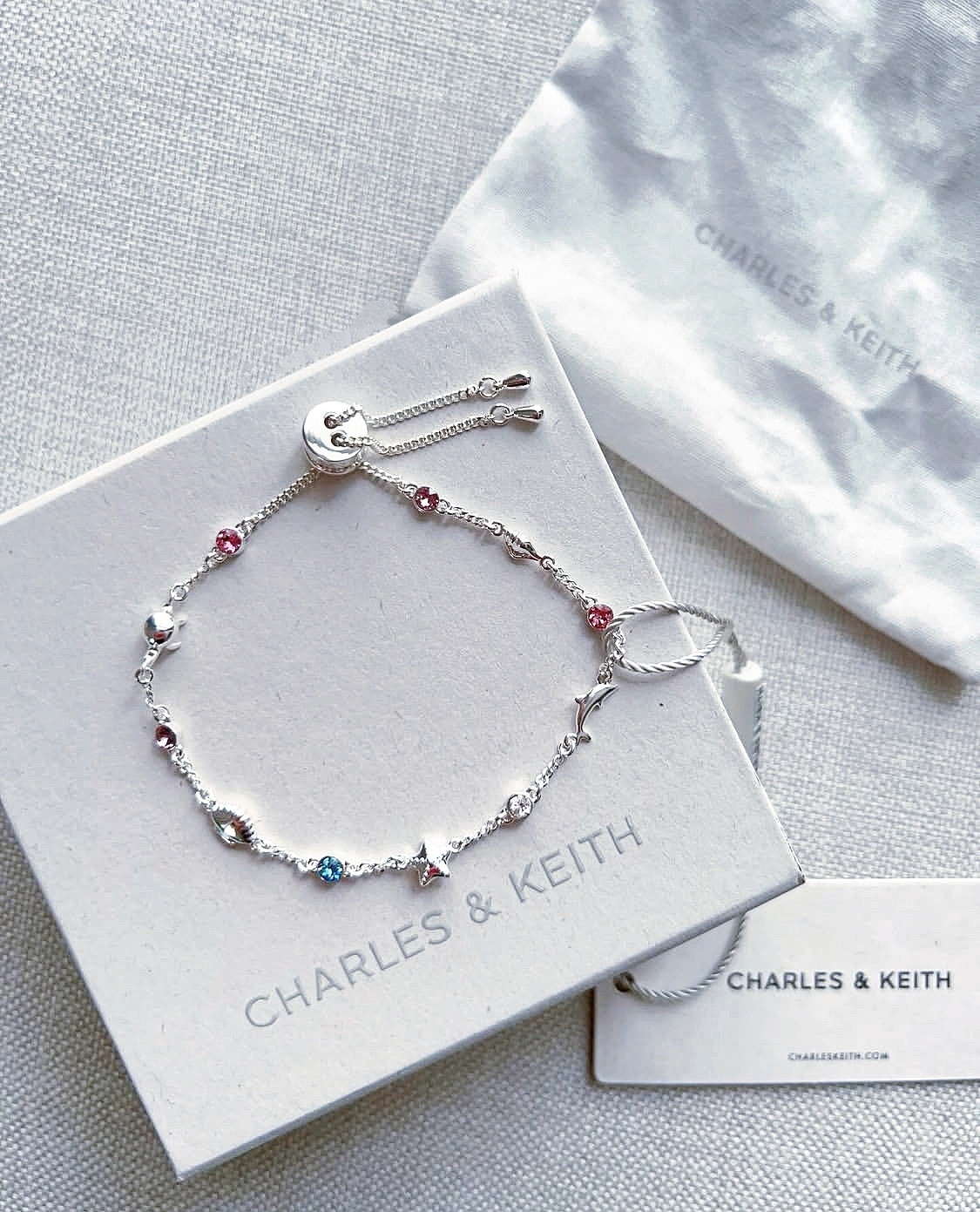 代購-CHARLES&KEITH 小ck 蔚藍秘境系列 可調節 海洋 手鍊