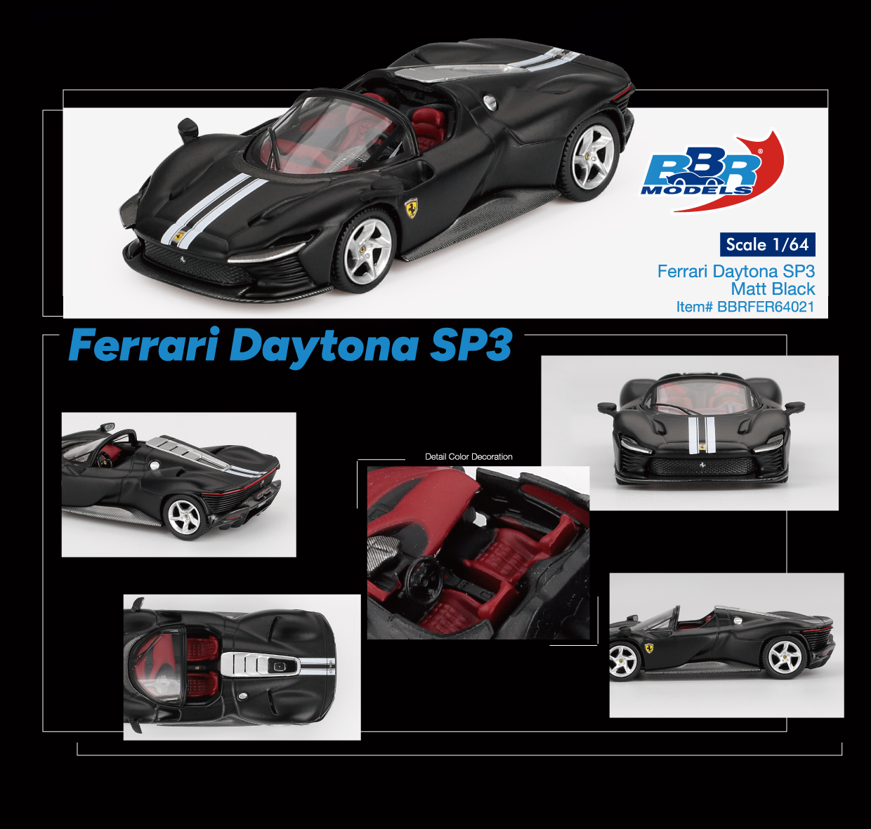 【預訂】BBR Models Ferrari Daytona SP3 Matt Black