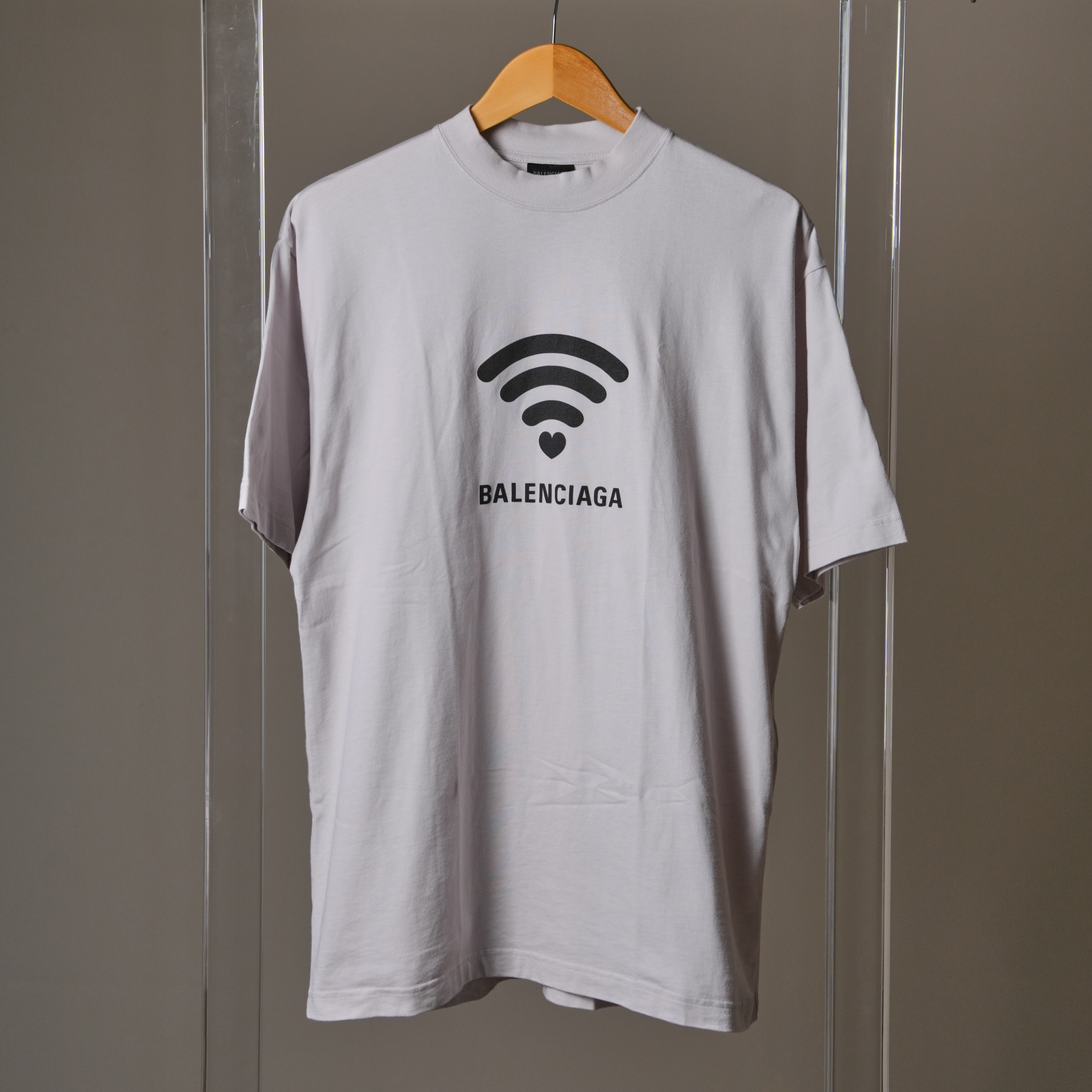 Balenciaga 淺灰底黑wifi短袖上衣 XXS號