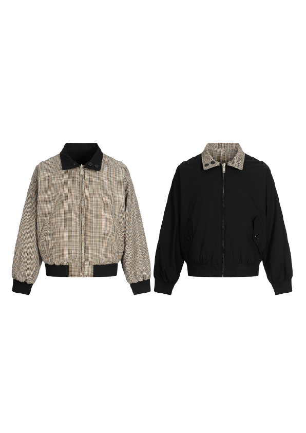 SIMPLEACTION 美式復古拼接兩面穿夾克外套