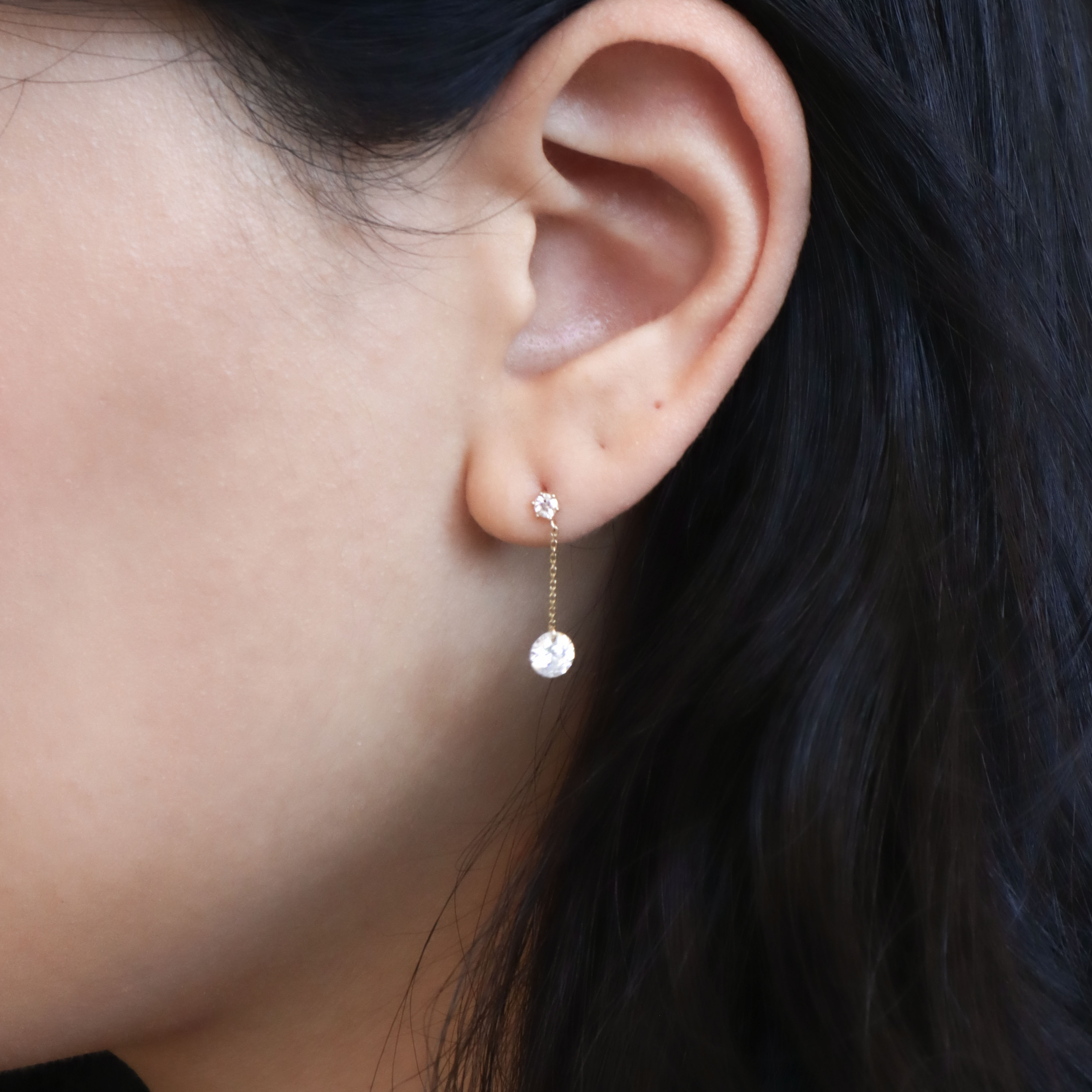 10K/小鑽垂墜耳環