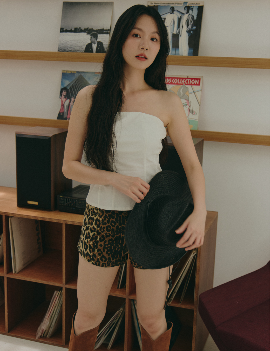 剪接小傘擺平口Bra Top（白色/3尺寸）