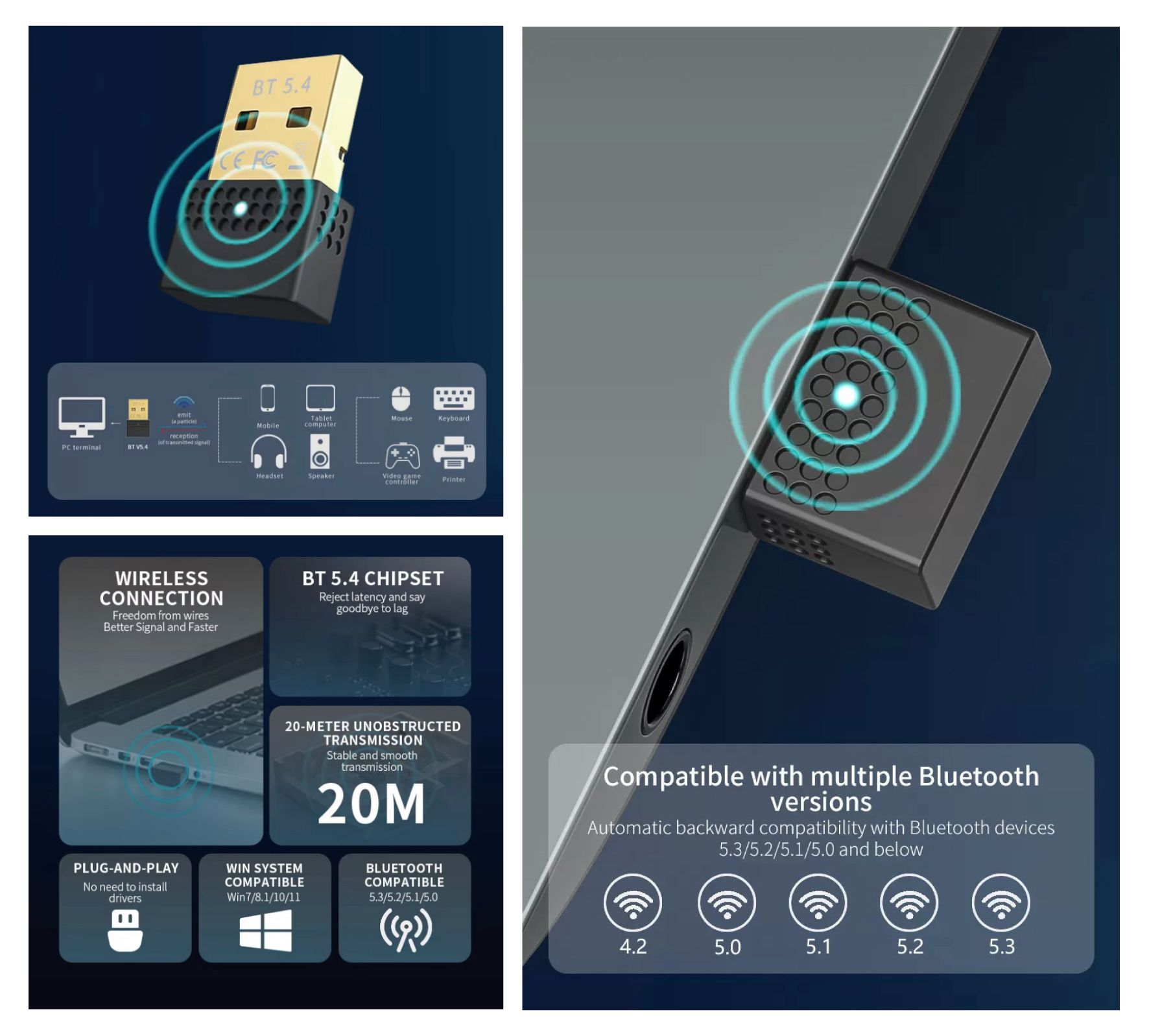 IZU Bluetooth USB Dongle Ver5.4 藍牙接收器BUD054