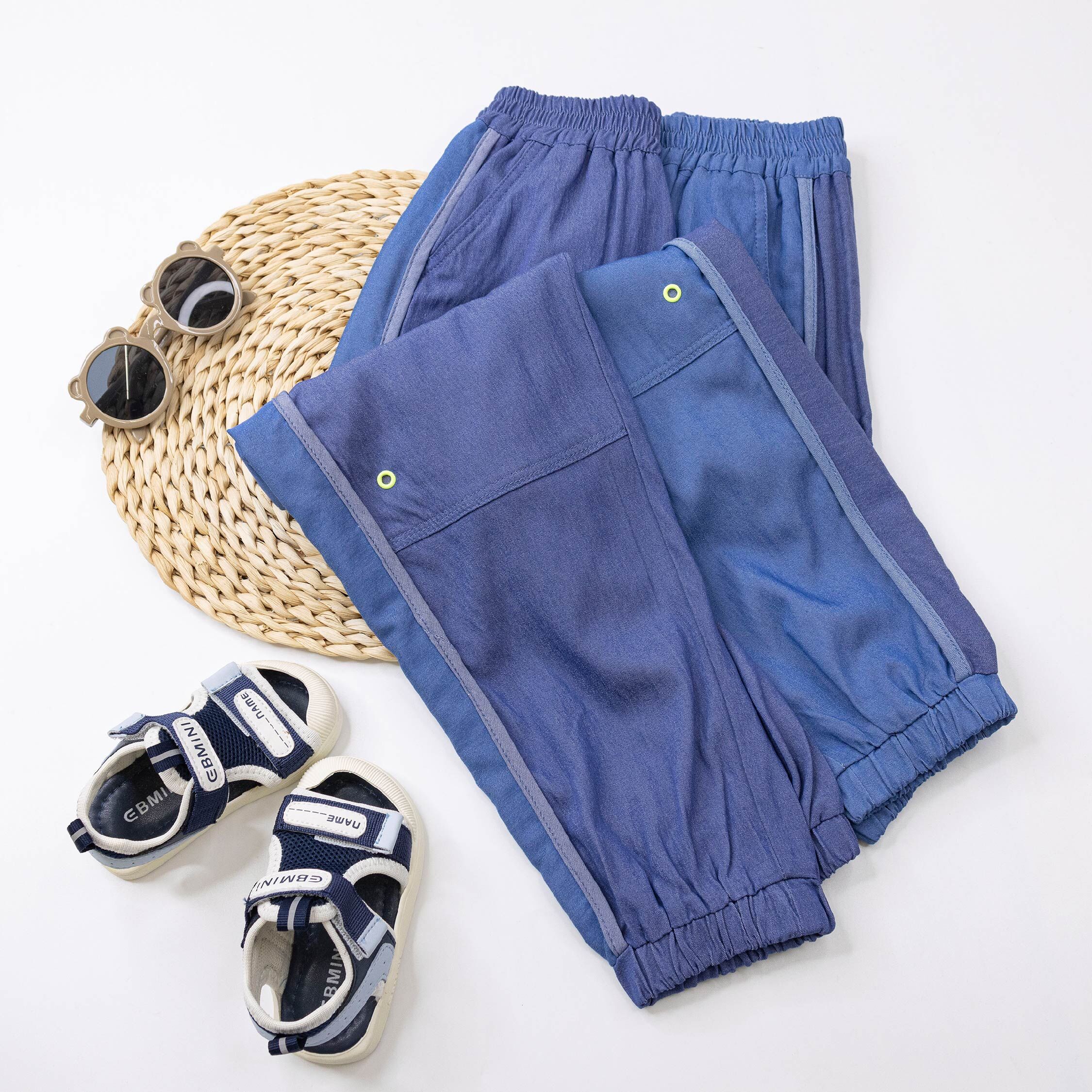 【H50878】經典雙色拼接質感縮口褲＊二色