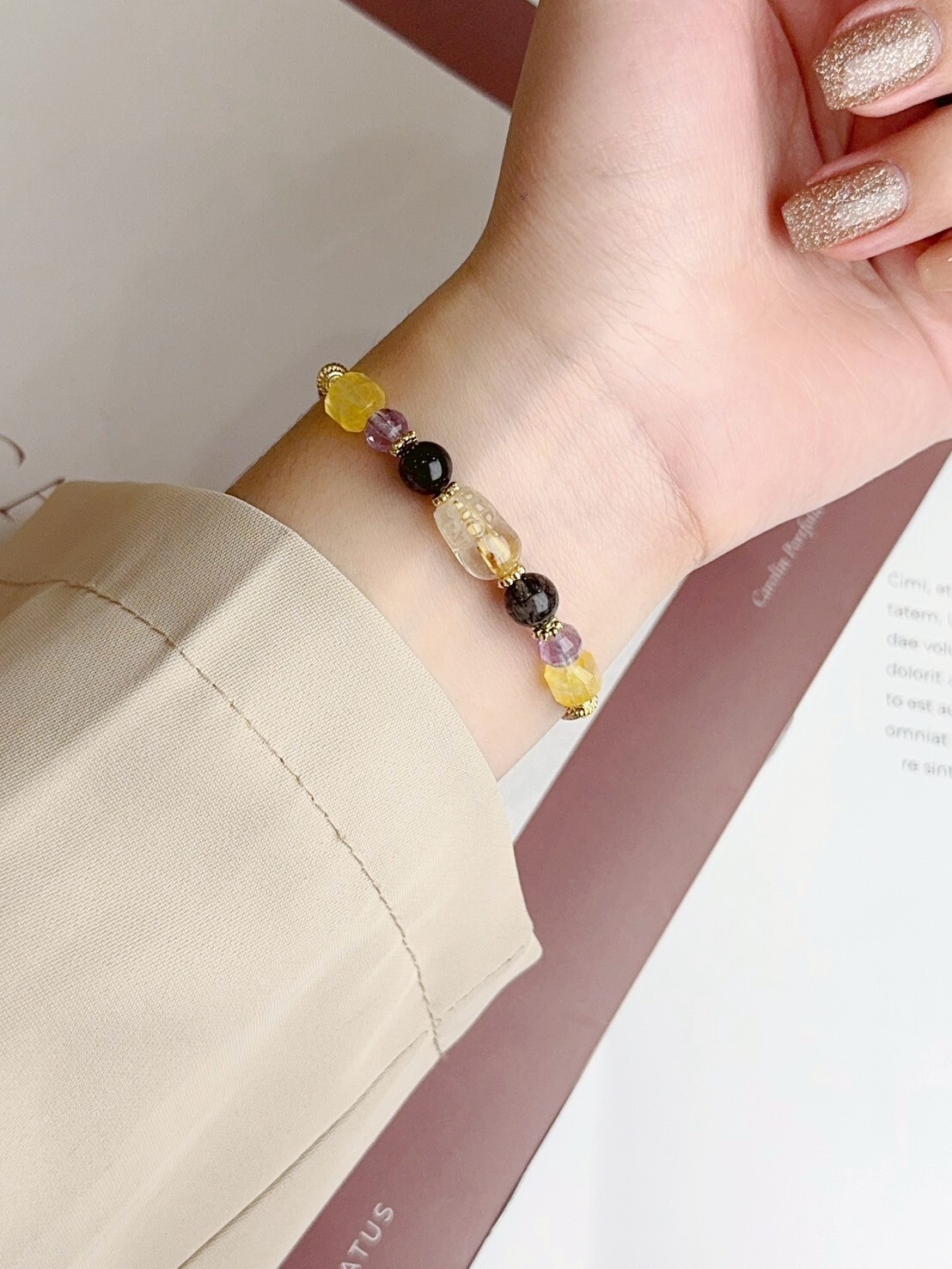 鈦晶貔貅/黑髮晶/紫水晶/黃水晶手鍊