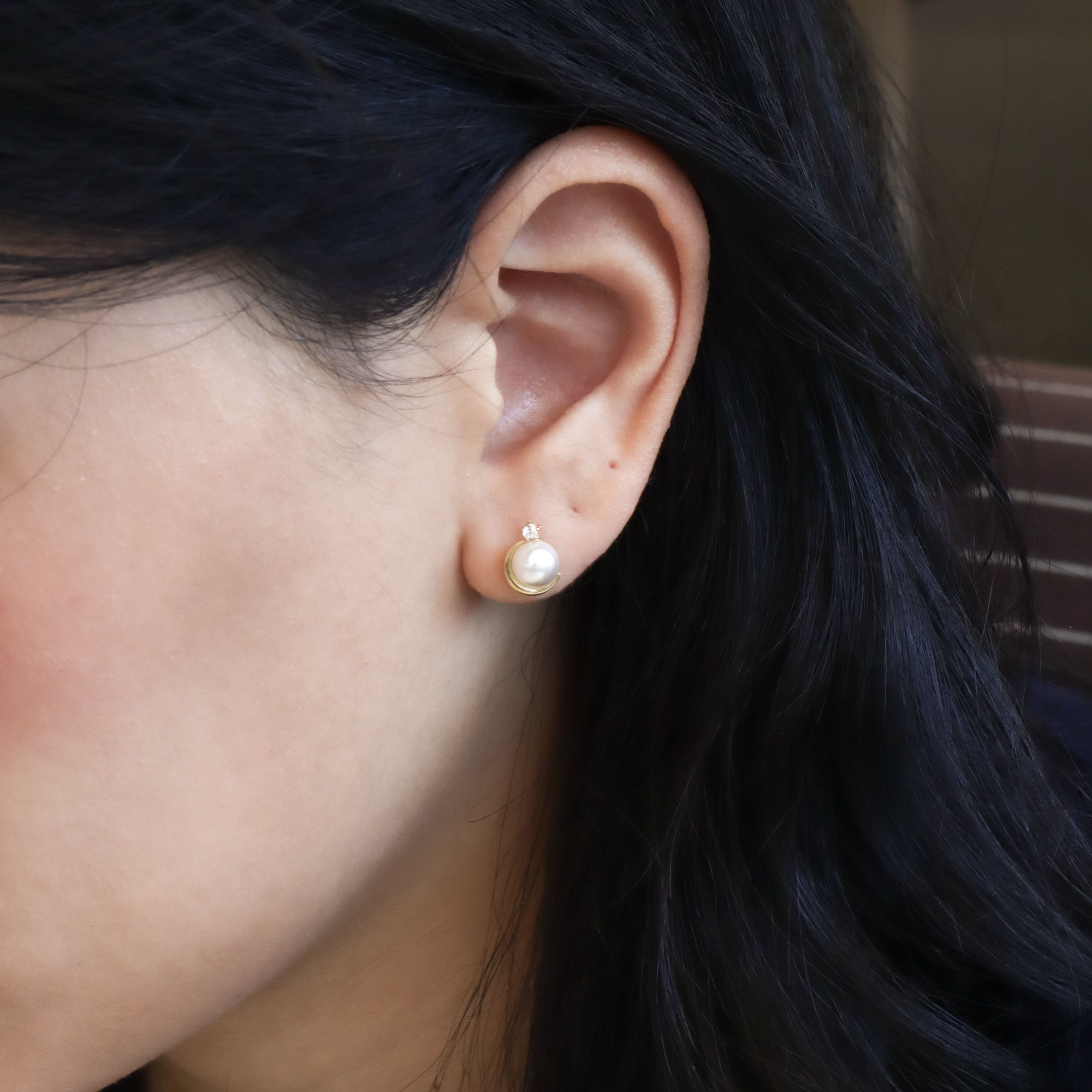 10K/星月珍珠耳環