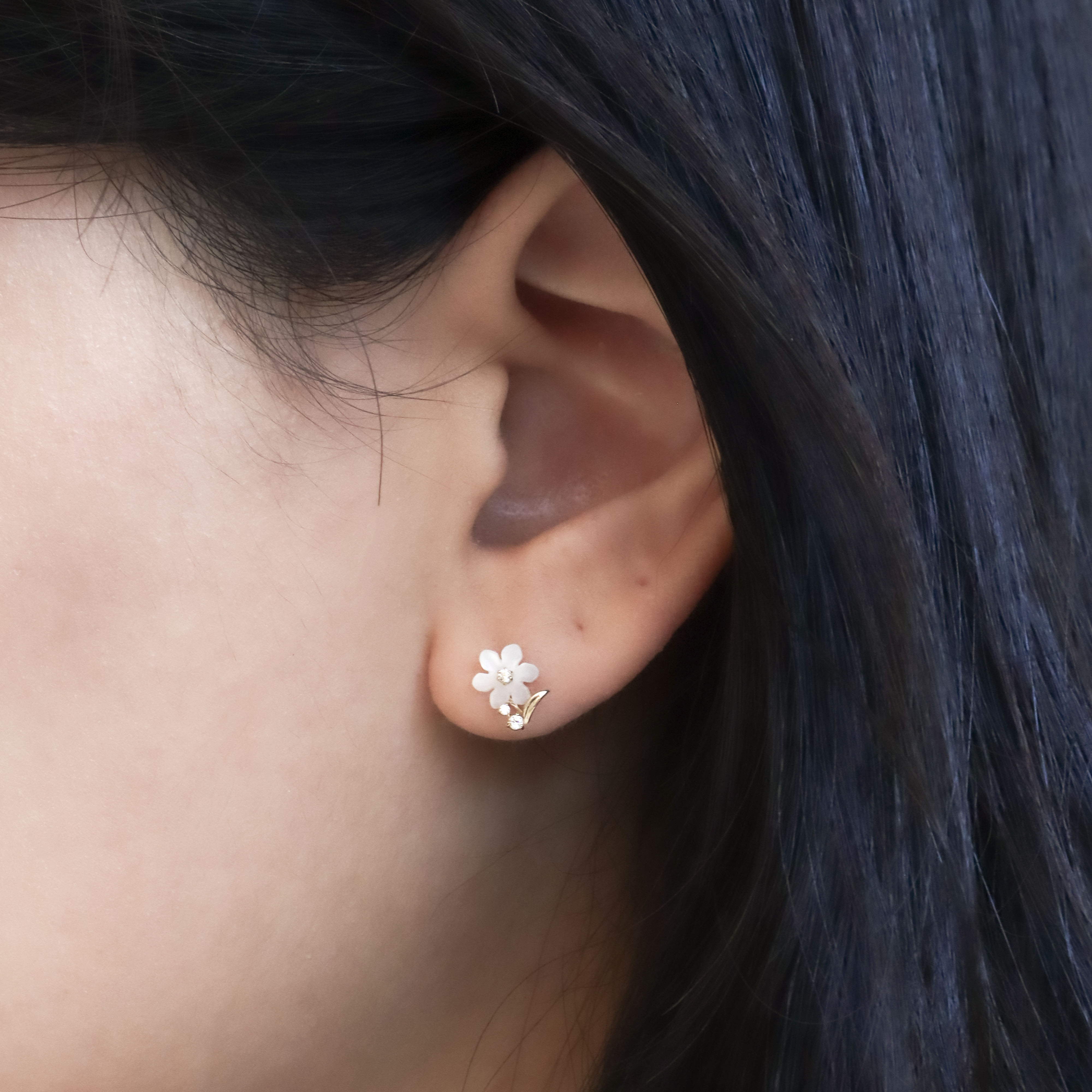 10K/柔光小花耳環