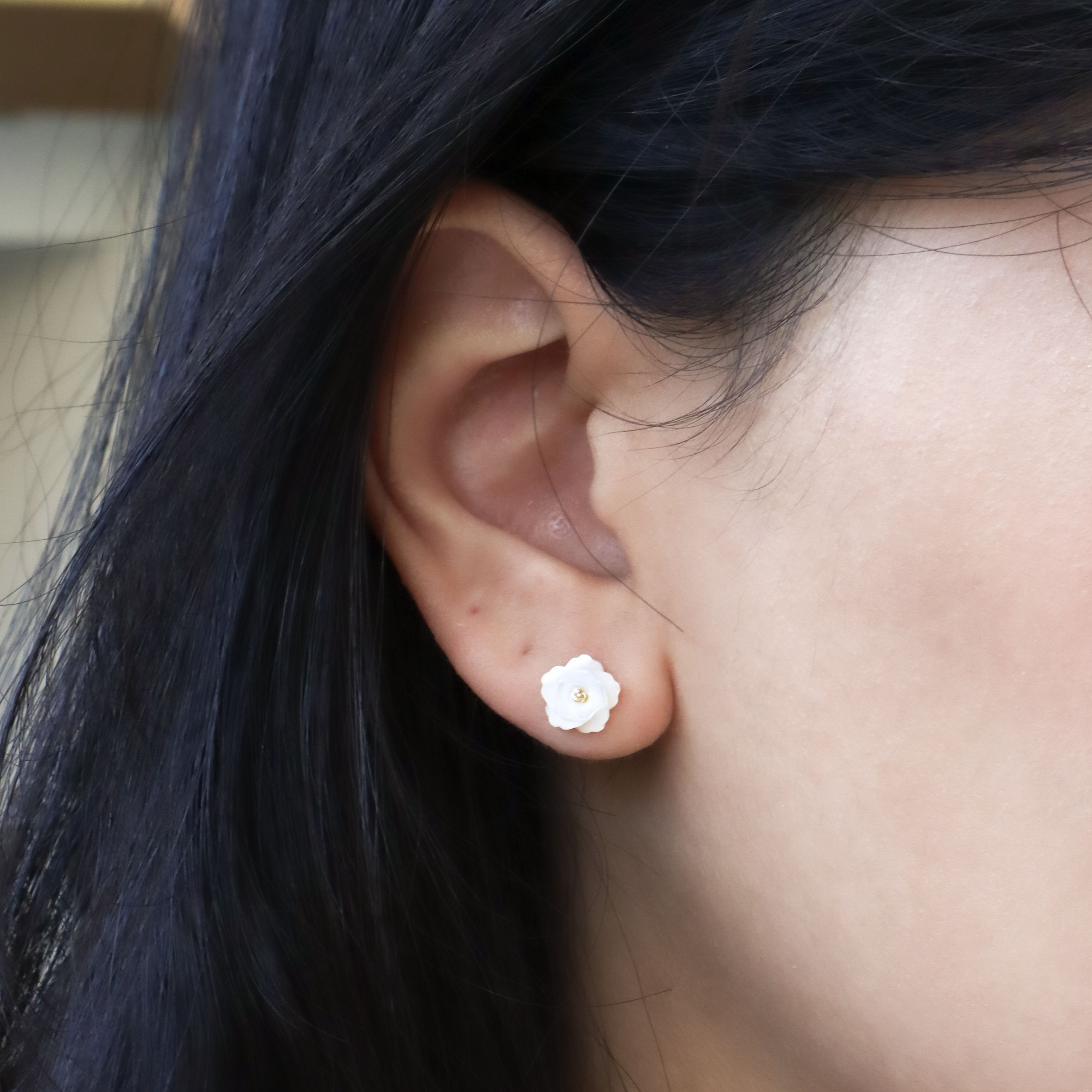 10K/盛放白玫耳環