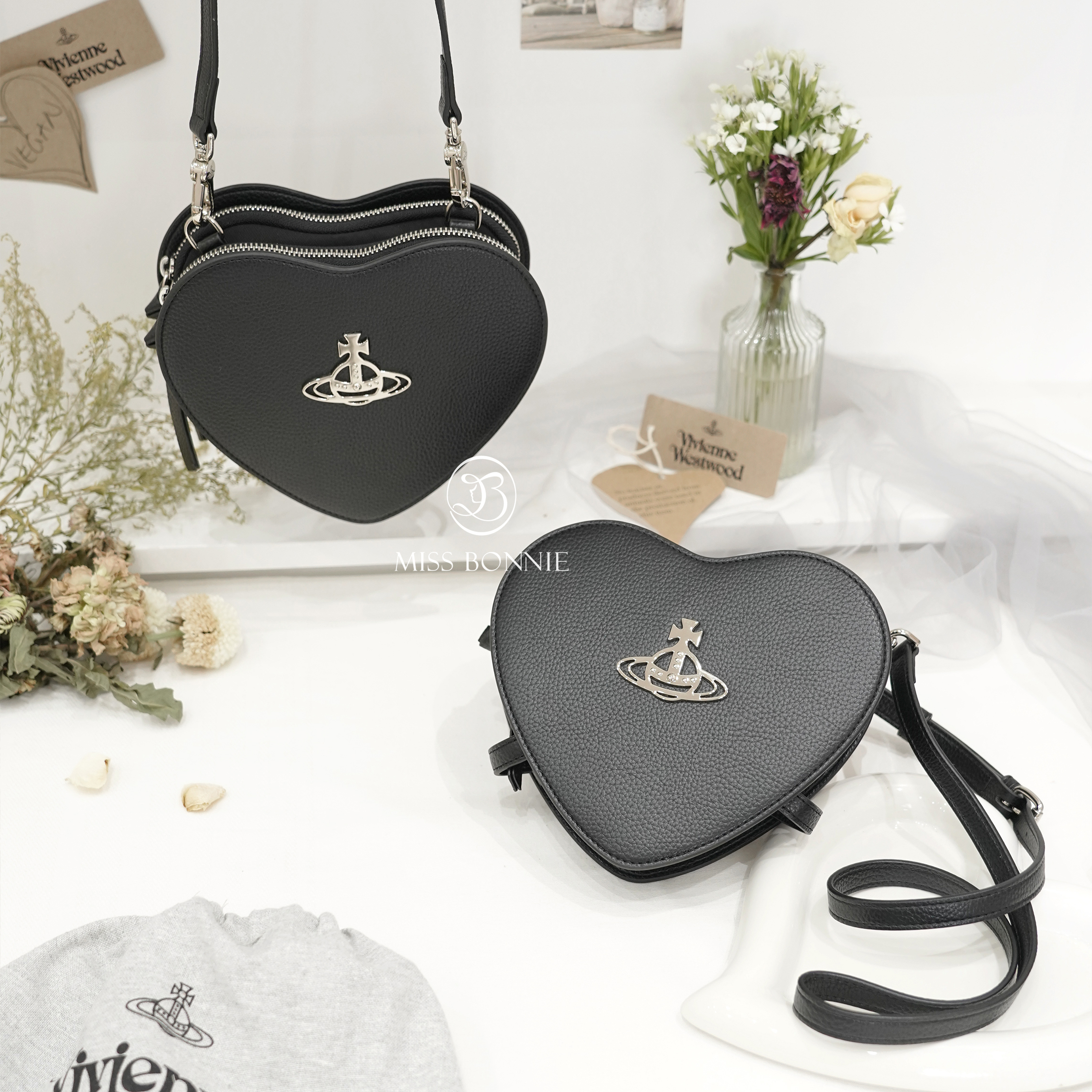 vivienne westwood經典荔枝紋雙層愛心包