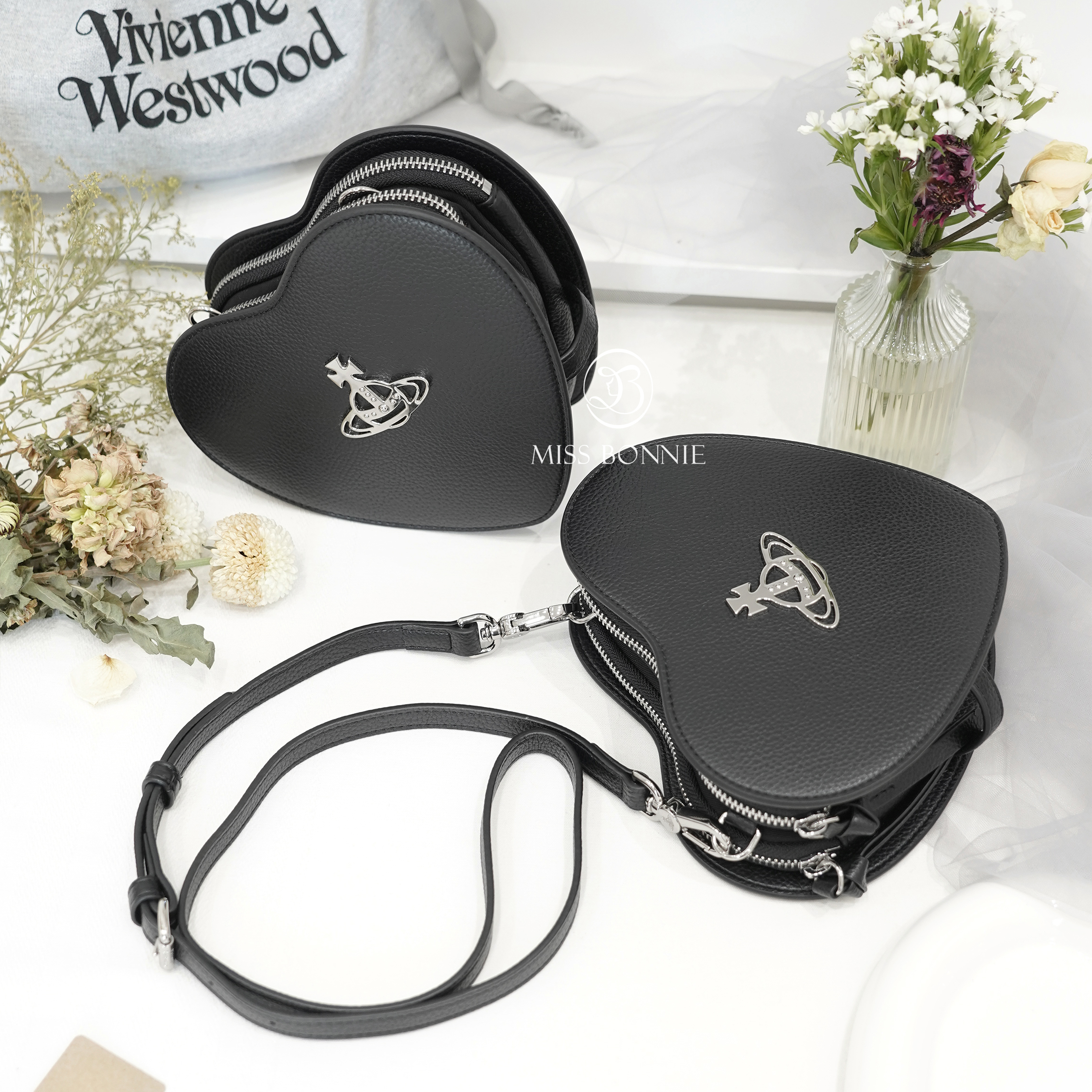 vivienne westwood經典荔枝紋雙層愛心包