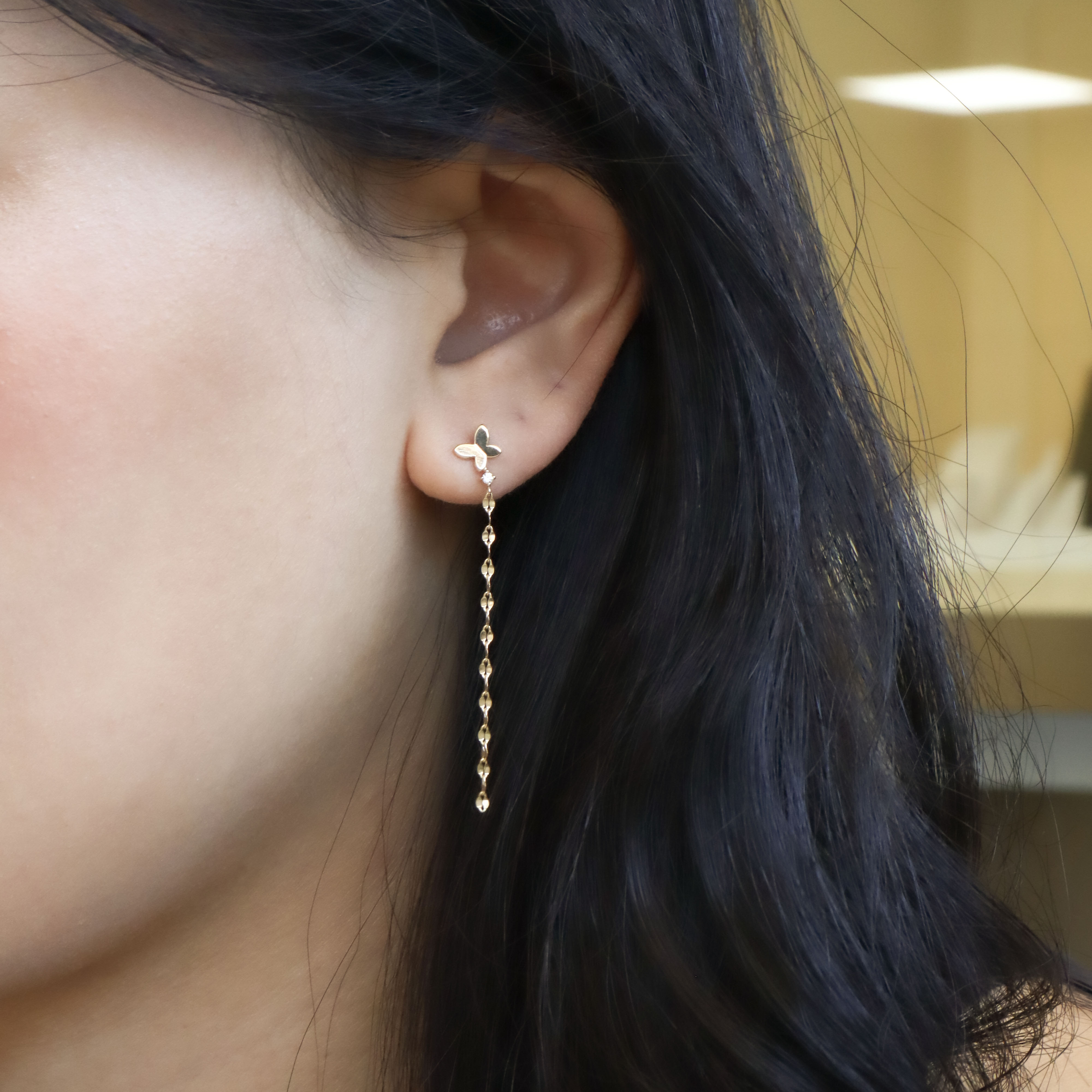 10K/小蝶波粼長鍊耳環