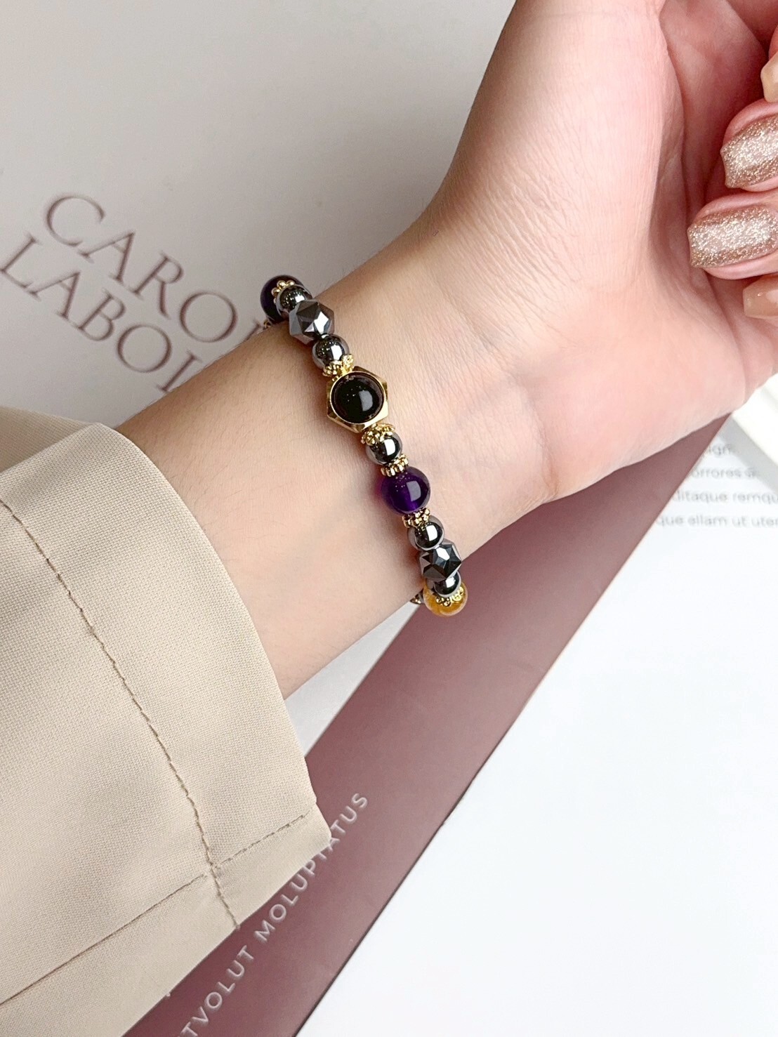 金運石/黃塔晶/紫水晶/太赫茲水晶手鍊