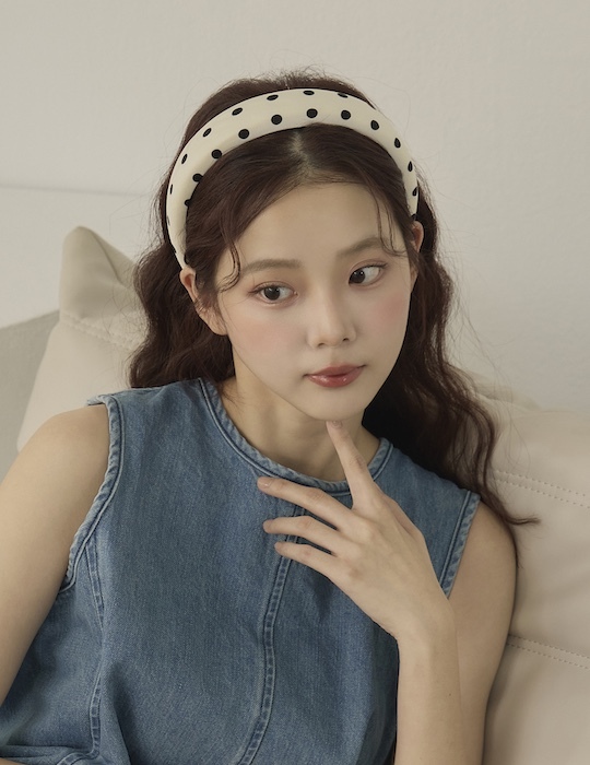 赫本風圓點髮箍(白)