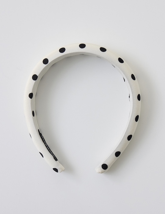 赫本風圓點髮箍(白)