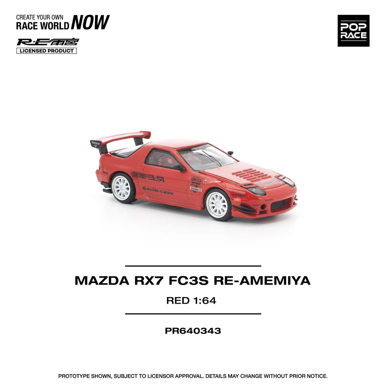 【預訂】Pop Race 1/64 Mazda RX7 FC3S Re-Amemiya Red (PR640343)