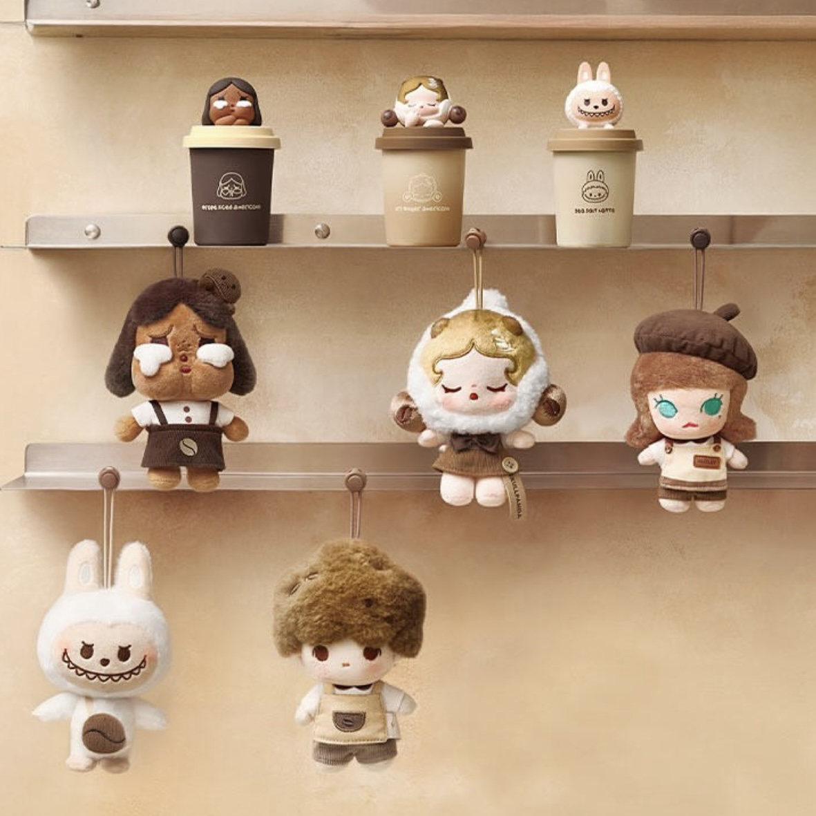 POPMART 泡泡瑪特 POP MART 泡泡萌粒咖啡工廠系列毛絨掛件 吊飾 Labubu 拉布布 哭娃 crybaby dimoo skullpanda molly