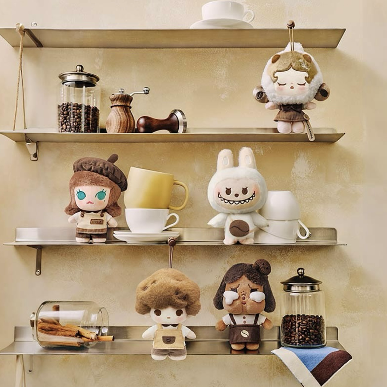 POPMART 泡泡瑪特 POP MART 泡泡萌粒咖啡工廠系列毛絨掛件 吊飾 Labubu 拉布布 哭娃 crybaby dimoo skullpanda molly