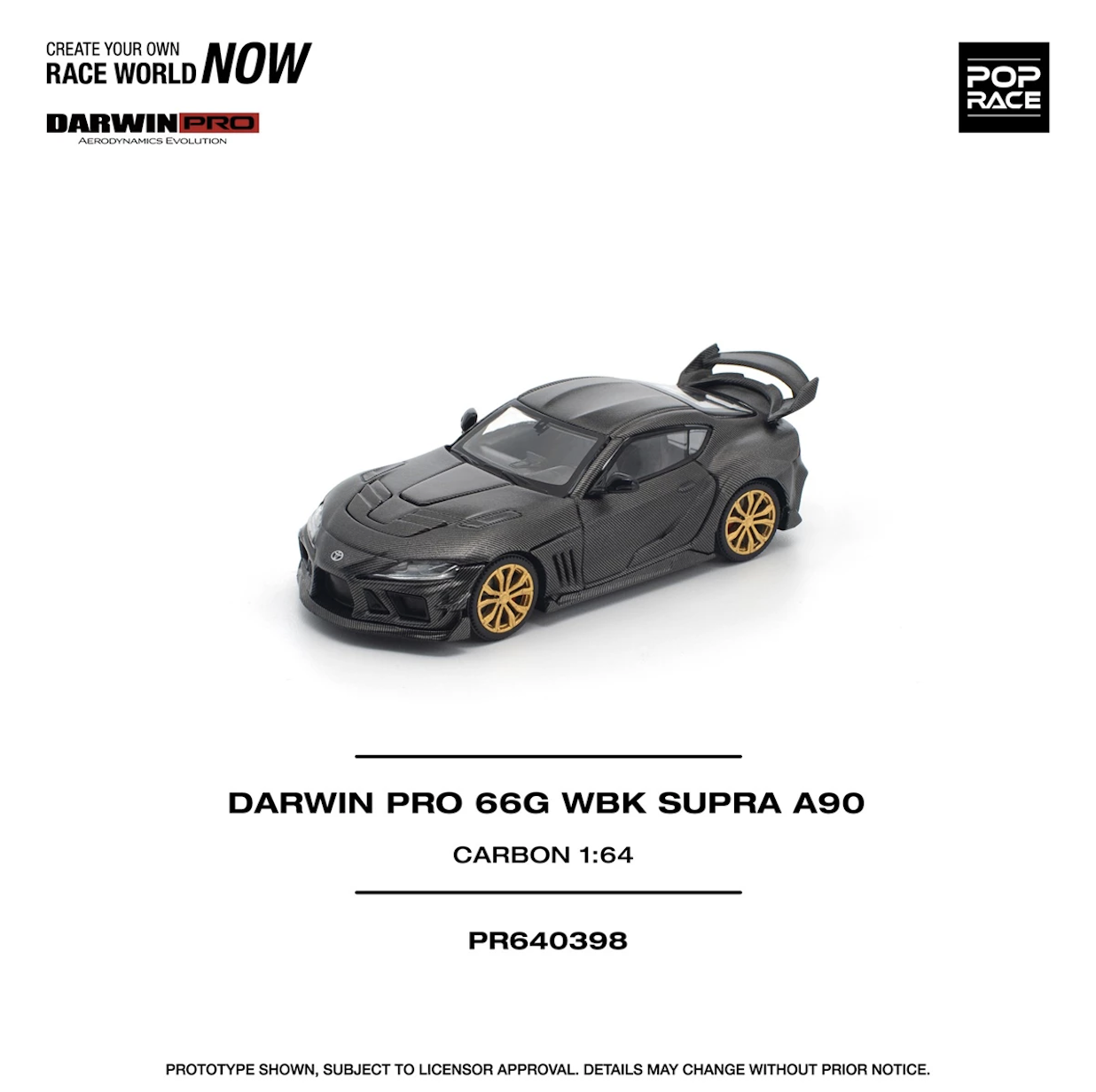 【預訂】Pop Race 1/64 Darwin Pro 66G WBK Supra A90 Carbon Edition (PR640398)