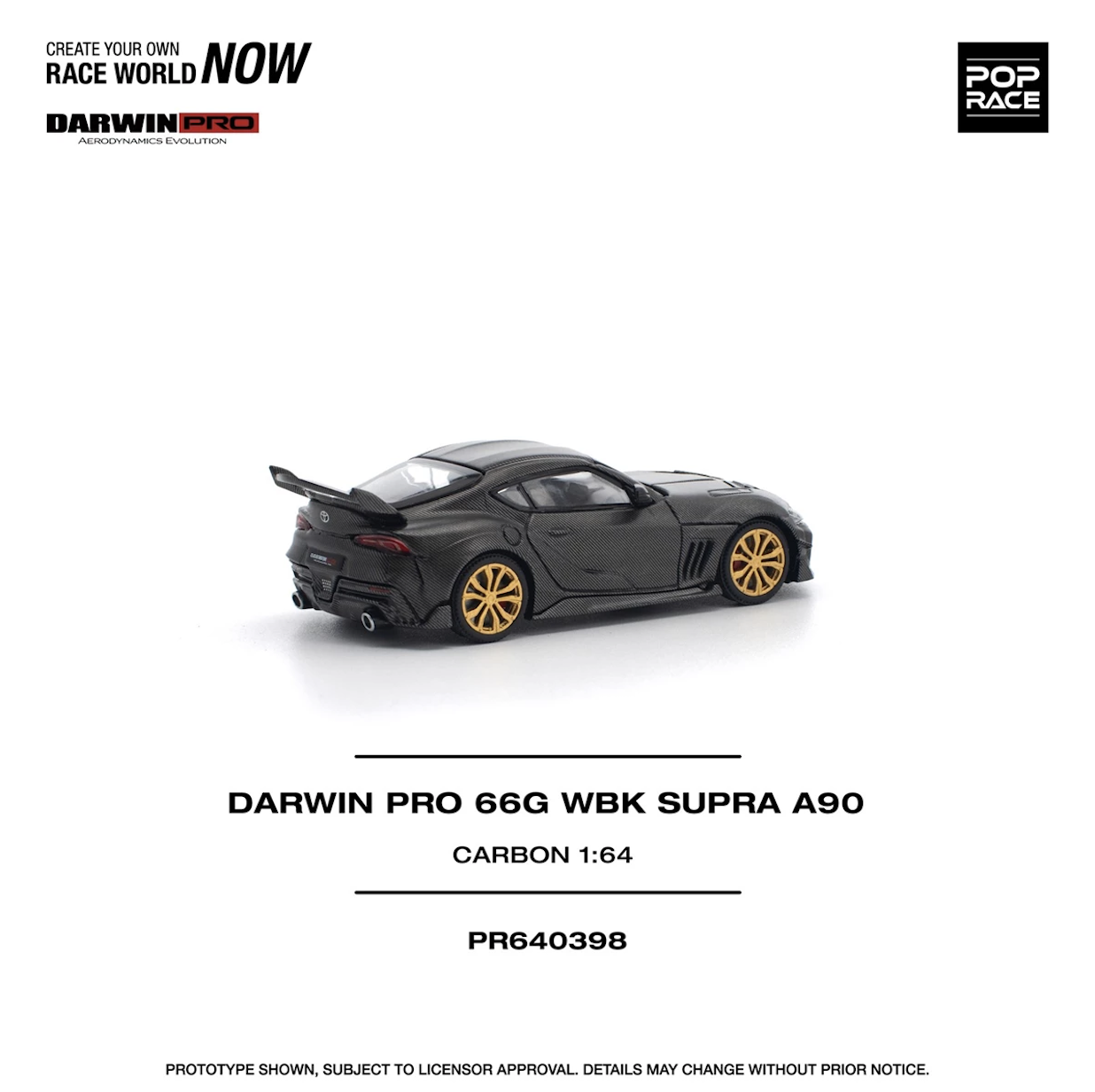 【預訂】Pop Race 1/64 Darwin Pro 66G WBK Supra A90 Carbon Edition (PR640398)