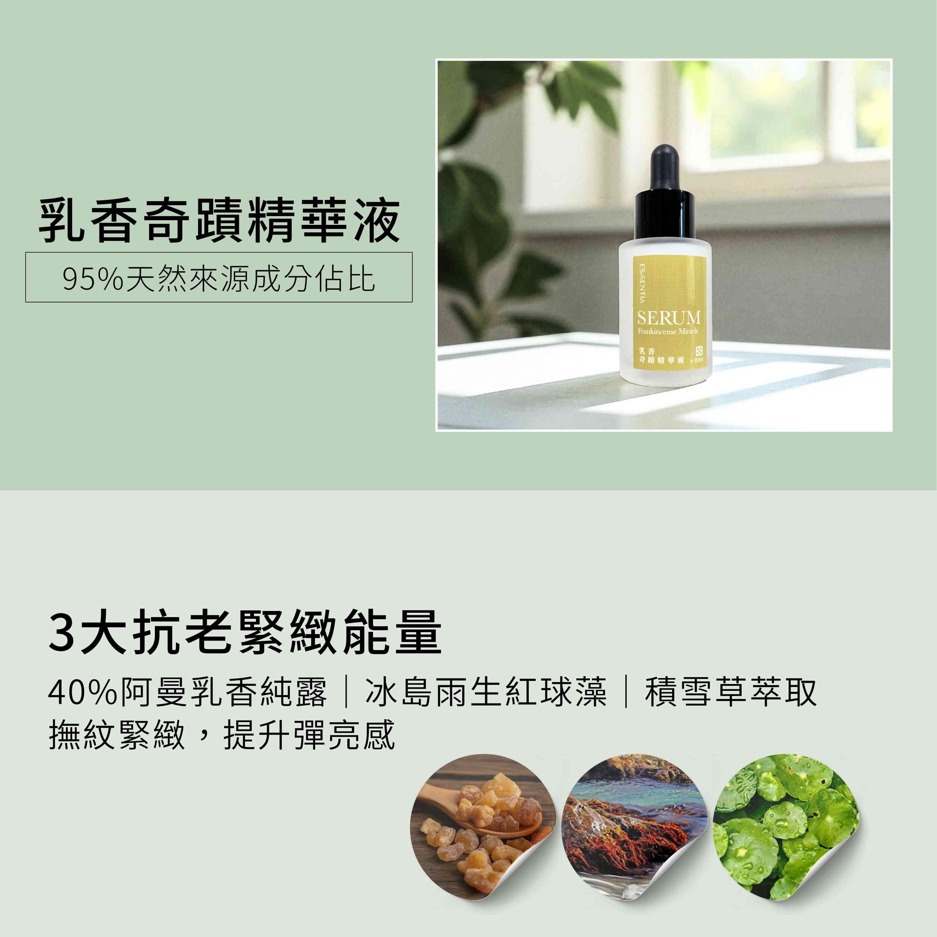 乳香奇蹟精華液,包含3大抗老緊緻能量