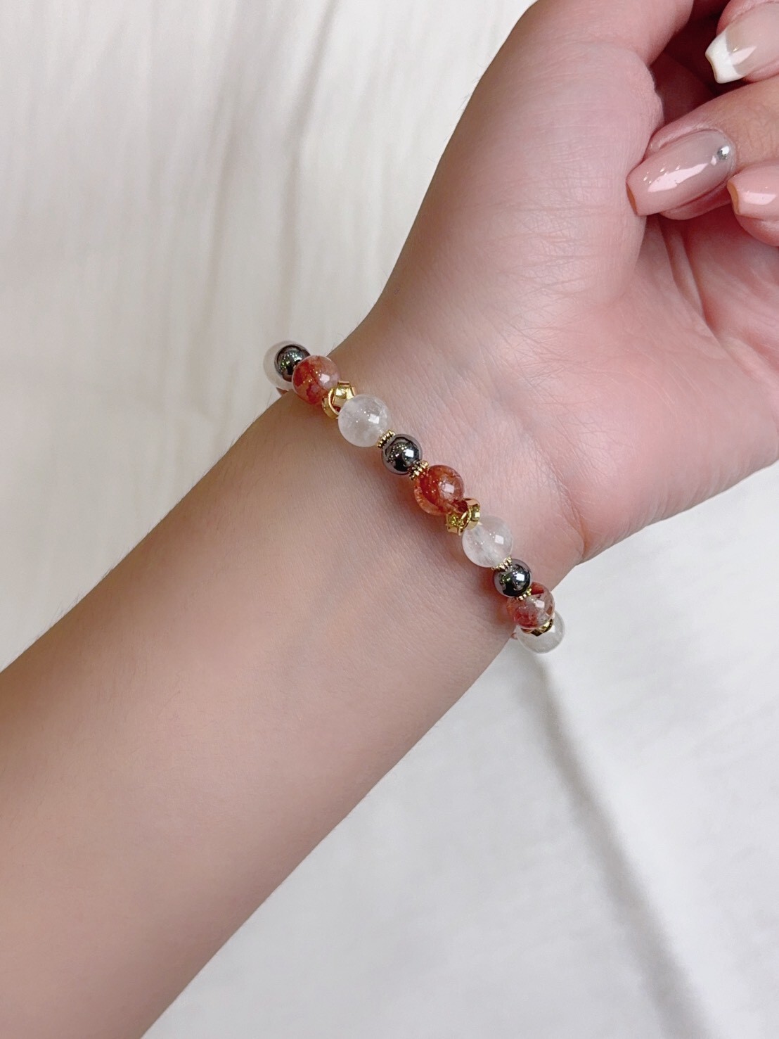 紅膠花/太赫茲/白月光水晶手鍊