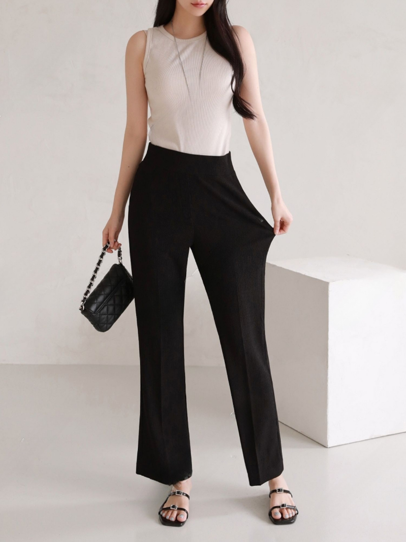 [現貨] Hybel 彈性包腹皺褶微喇叭褲 [ 1色 / S ]