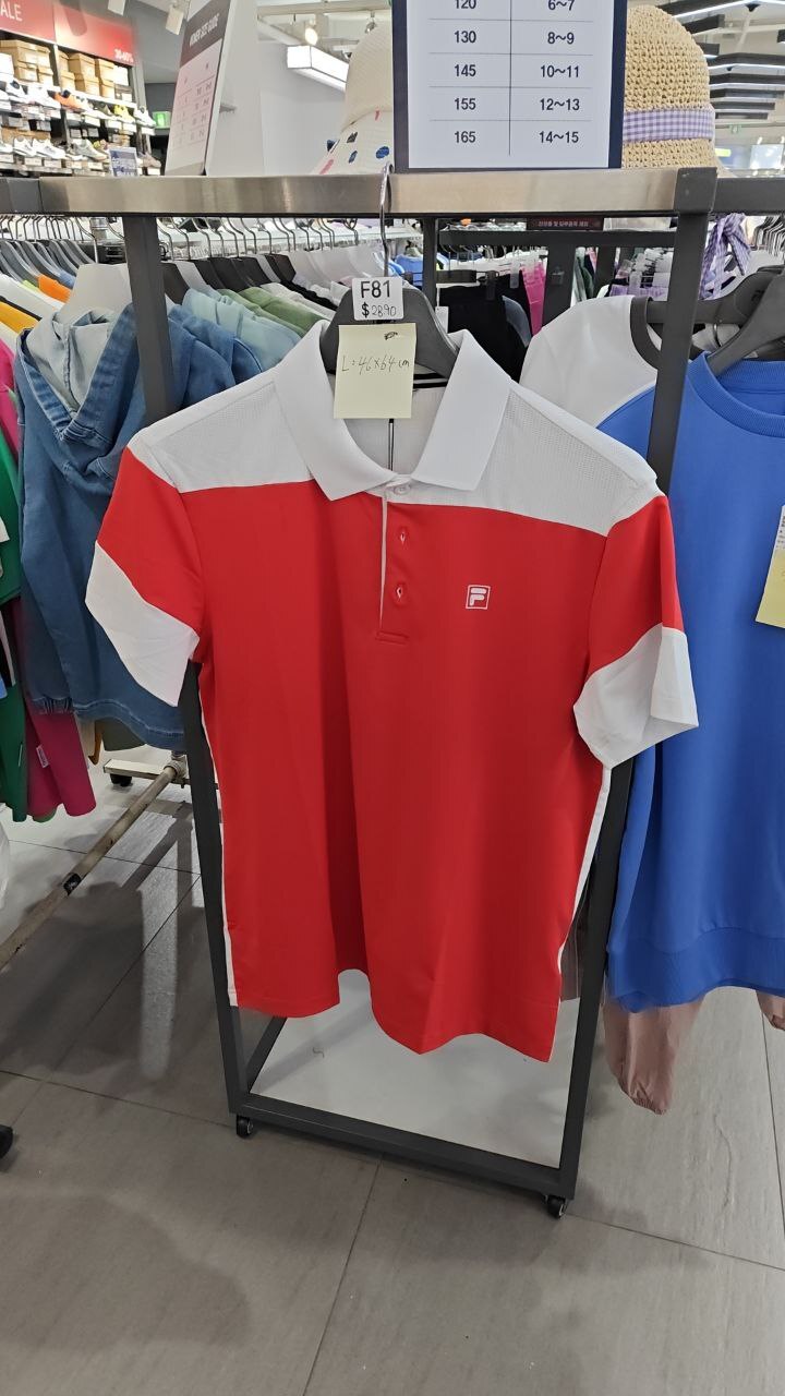 [K] FILA RED GOLF MEN'S TWO TONE COLOR BLOCK SHORT SLEEVE CARAT, FG2TSB2225M-RED (F81)