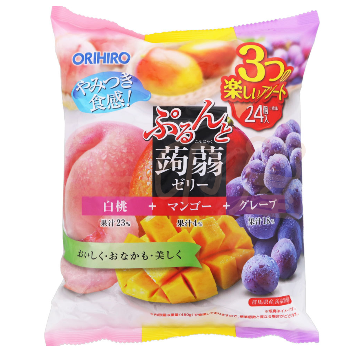 日本蒟蒻果凍- 白桃+芒果+提子味 480g 到期日 2026-2-28